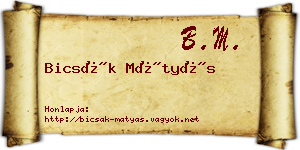 Bicsák Mátyás névjegykártya